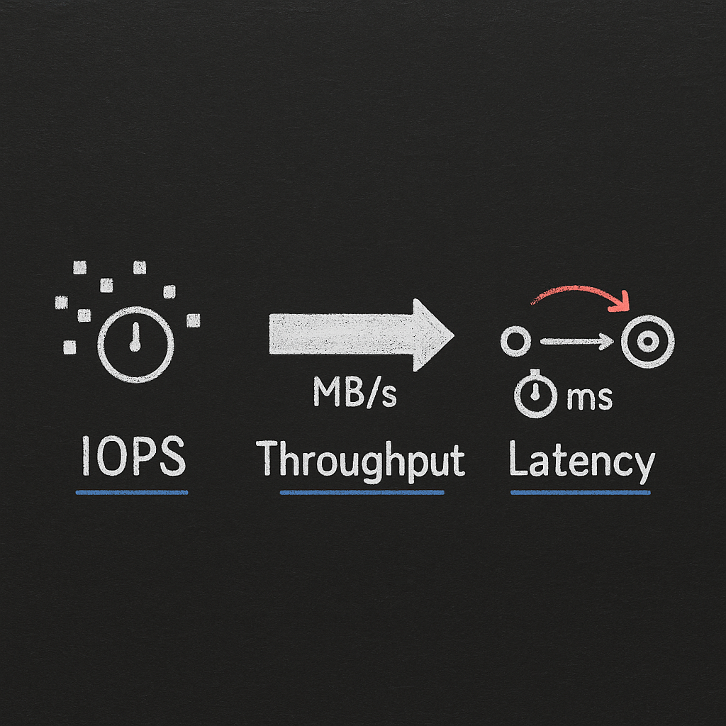 Blackboard diagram comparing gp2 burst credits with gp3 fixed 3,000 IOPS baseline